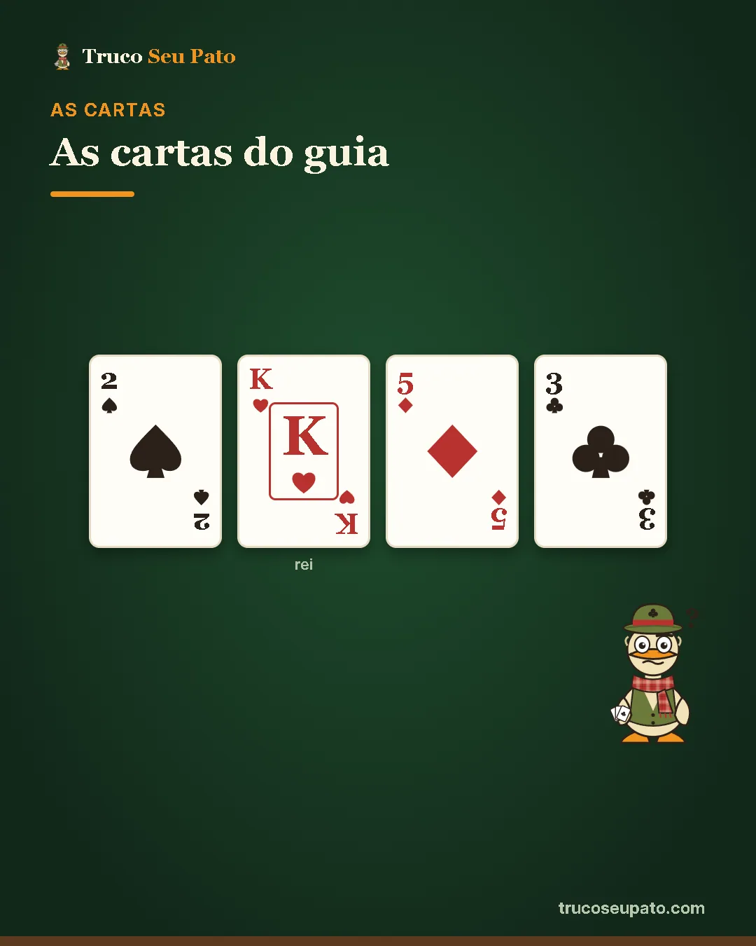 Cartas citadas no guia: 2, rei, 5, 3.